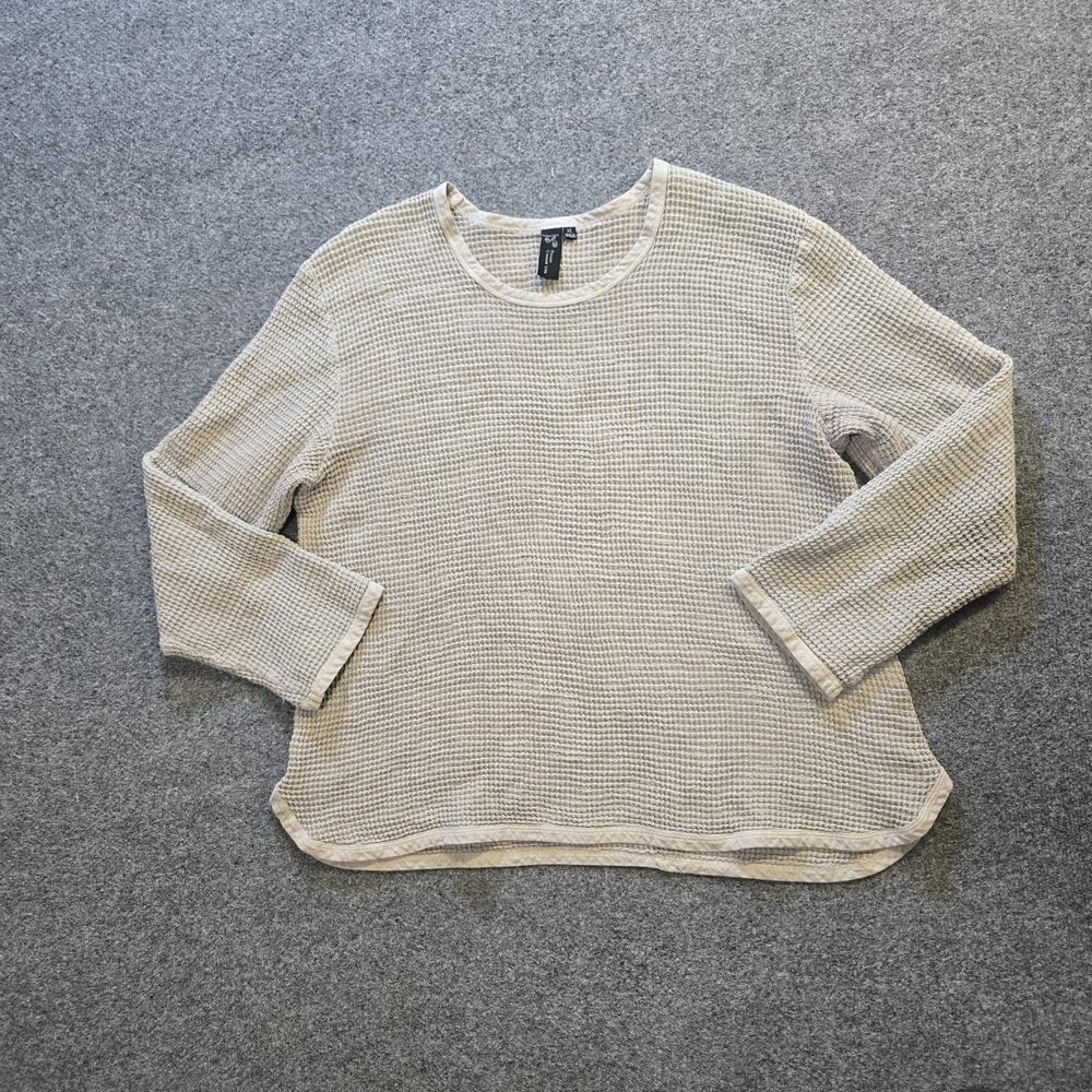 Focus Casual Life Top Womens XL Beige Texture Long Sleeve Stretch Capsule Casual